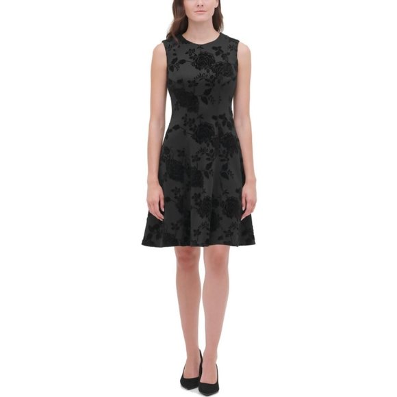 Tommy Hilfiger Velvet Floral Burnout A Line Cocktail Dress Size 14 - Picture 1 of 5